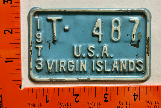 1973 Virgin Islands #T-487 Bicycle License Plate