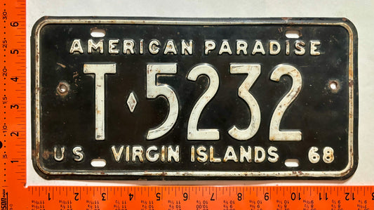 1968 Virgin Islands #T-5232 Passenger License Plate