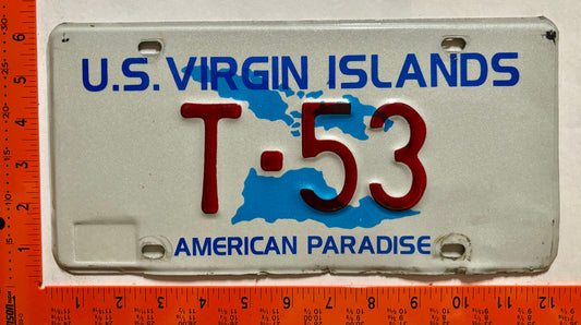 1993 base Virgin Islands #T-53 Passenger License Plate