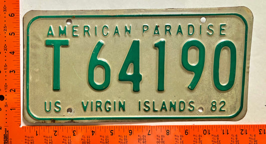 1982 Virgin Islands #T64190 Passenger License Plate