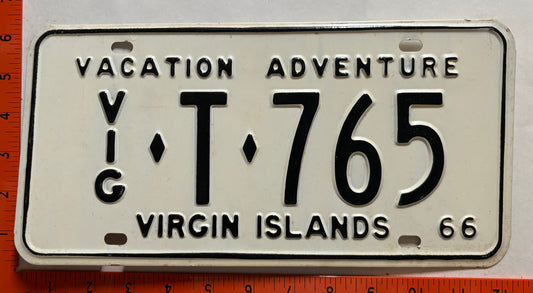 1966 Virgin Islands #VIG-T-765 Government License Plate