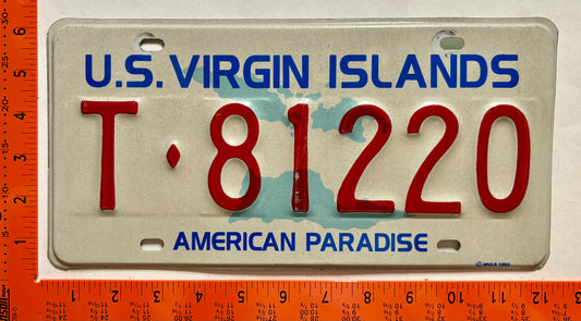1993 base Virgin Islands #T-81220 Passenger License Plate