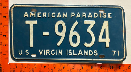 1971 Virgin Islands #T-9634 Passenger License Plate