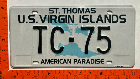 undated Virgin Islands #TC-75 Government License Plate - Territorial Court