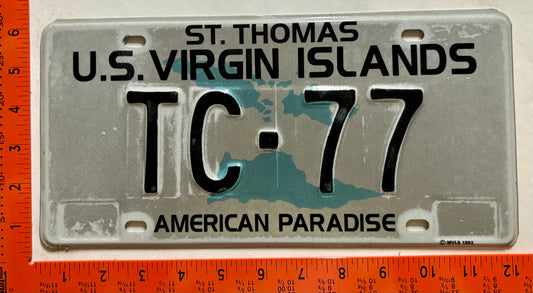 1995 Virgin Islands #TC-77 Government License Plate - Territorial Court