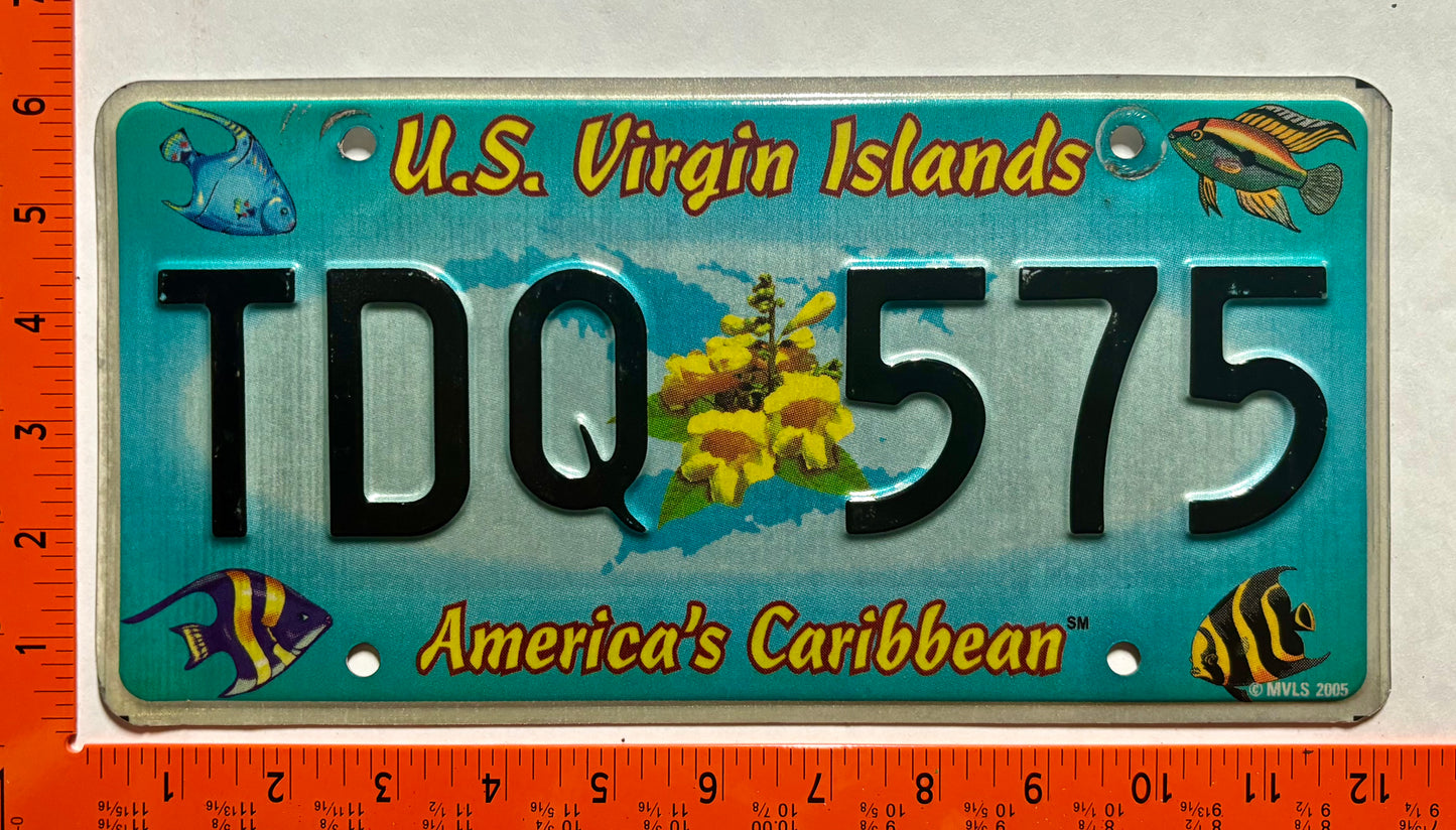 undated Virgin Islands #TDQ 575 Passenger License Plate