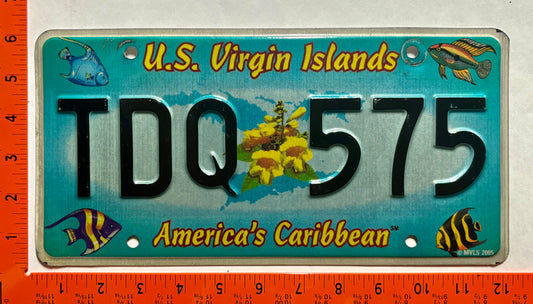 undated Virgin Islands #TDQ 575 Passenger License Plate