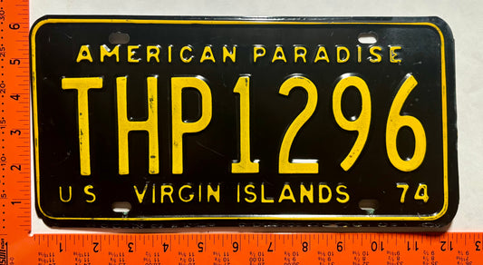 1974 Virgin Islands #THP1296 Truck License Plate