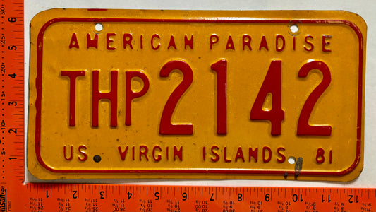 1981 Virgin Islands #THP2142 Truck License Plate