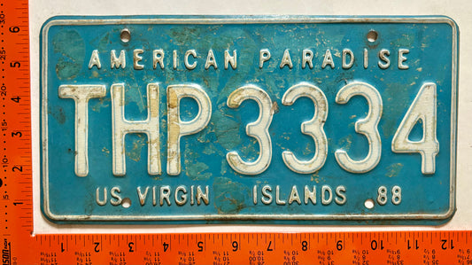1988 Virgin Islands #THP3334 Truck License Plate