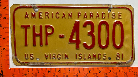 1981 Virgin Islands #THP-4300 Truck License Plate