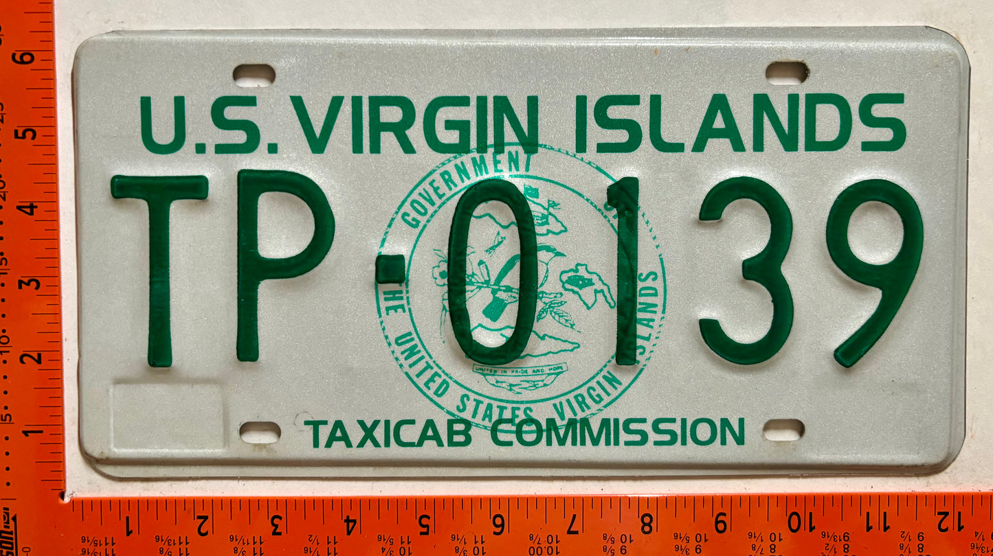 undated Virgin Islands #TP-0139 Taxi License Plate