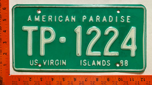 1988 Virgin Islands #TP-1224 Taxi License Plate