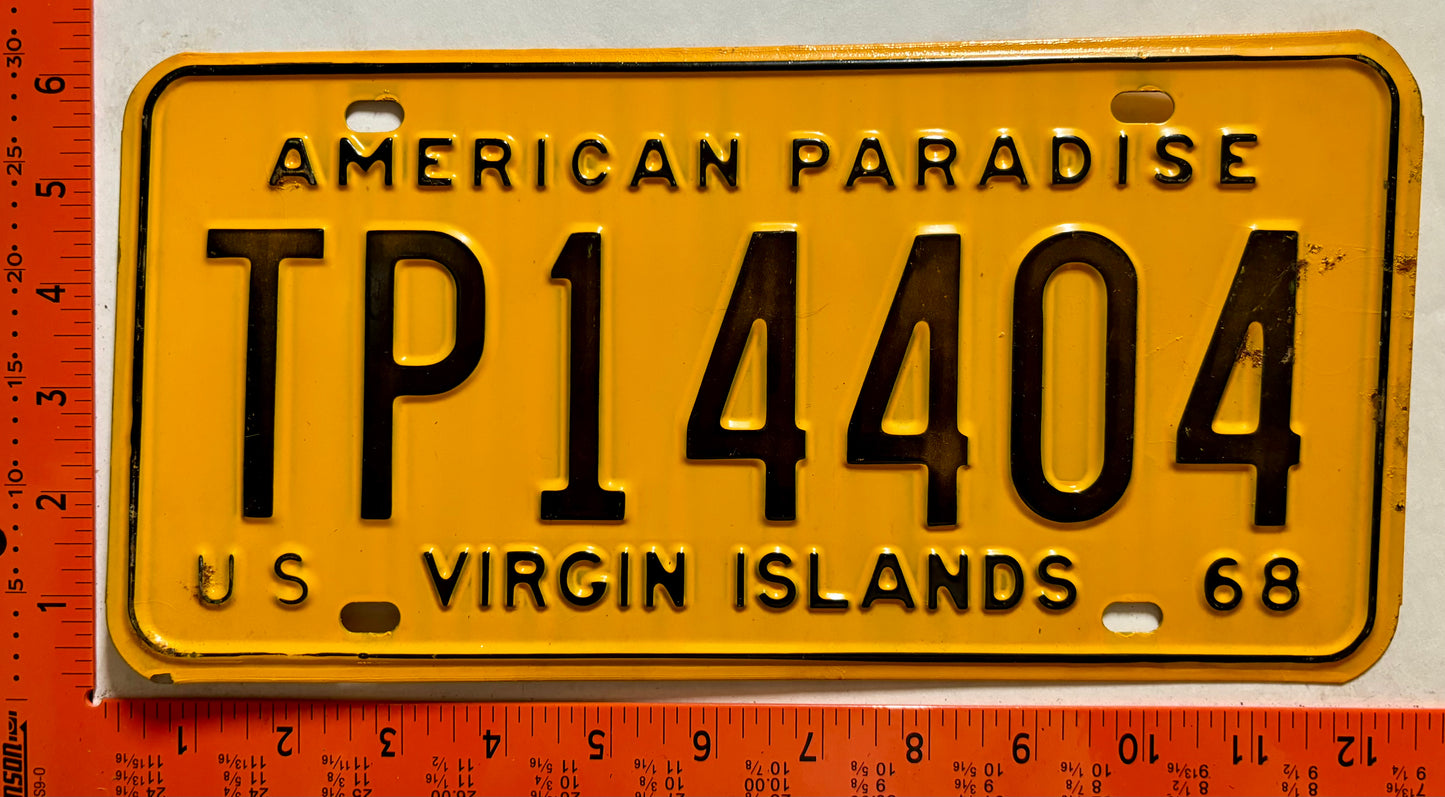 1968 Virgin Islands #TP14404 Truck/Taxi/Trailer License Plate