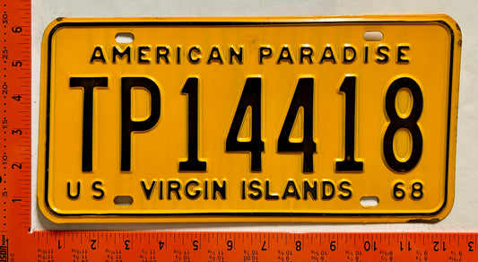 1968 Virgin Islands #TP14418 Truck/Taxi/Trailer License Plate