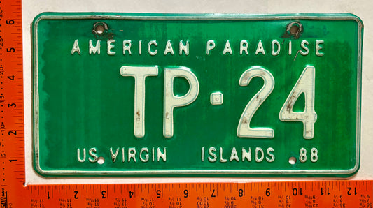1988 Virgin Islands #TP-24 Taxi License Plate