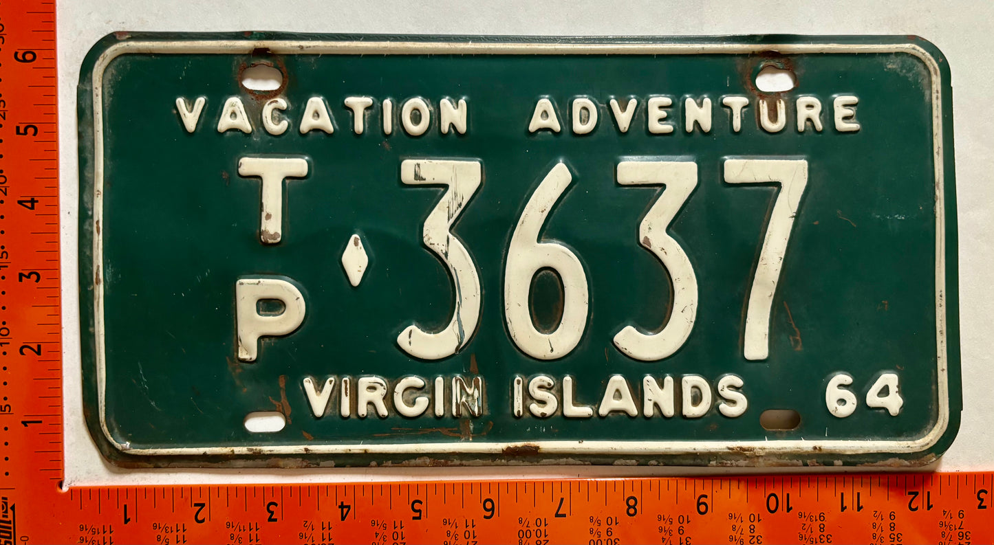 1964 Virgin Islands #T/P-3637 Truck/Taxi/Trailer License Plate