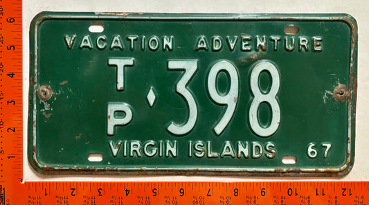 1967 Virgin Islands #T/P-398 Truck/Taxi/Trailer License Plate