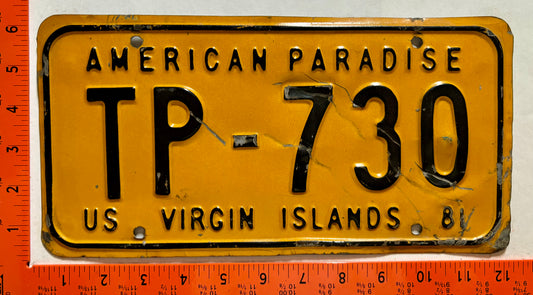 1981 Virgin Islands #TP-730 Taxi License Plate