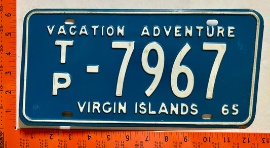 1965 Virgin Islands #T/P-7967 Truck/Taxi/Trailer License Plate