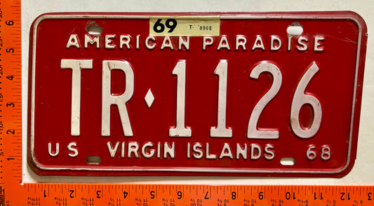 1969 Virgin Islands #TR-1126 Rental License Plate