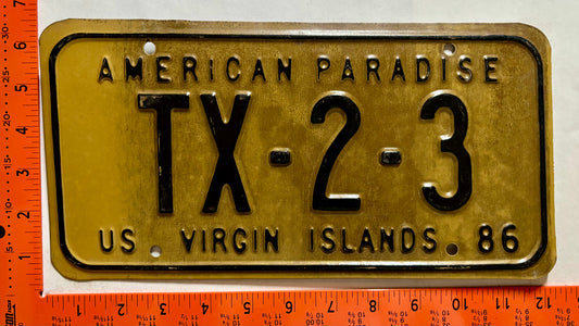 1986 Virgin Islands #TX-2-3 Dealer License Plate