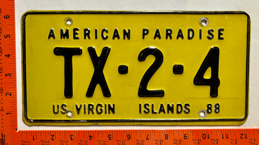 1988 Virgin Islands #TX-2-4 Dealer License Plate