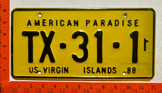 1988 Virgin Islands #TX-31-1 Dealer License Plate