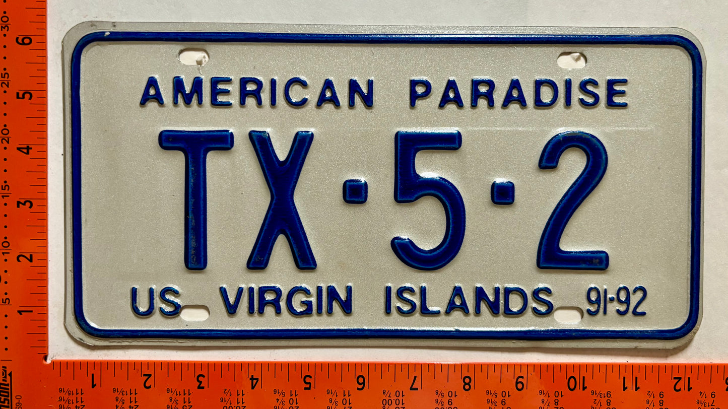 1991/1992 Virgin Islands #TX-5-2 Dealer License Plate