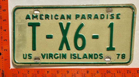 1978 Virgin Islands #T-X6-1 Dealer License Plate