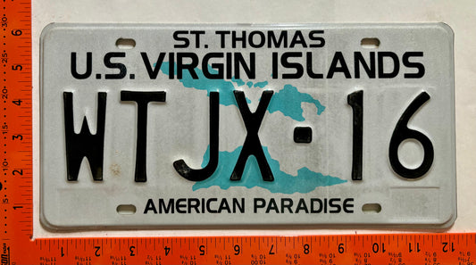 1995 Virgin Islands #WTJX-16 Government License Plate - WTJX Radio