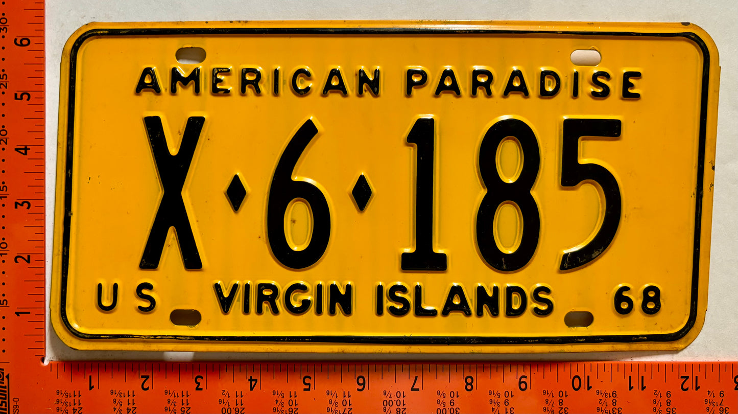 1968 Virgin Islands #X-6-185 Dealer License Plate