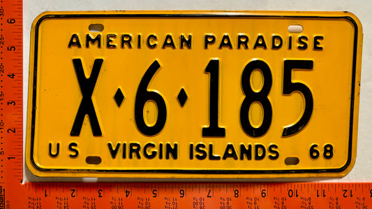 1968 Virgin Islands #X-6-185 Dealer License Plate