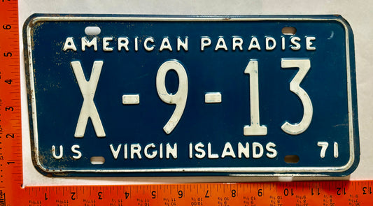 1971 Virgin Islands #X-9-13 Dealer License Plate