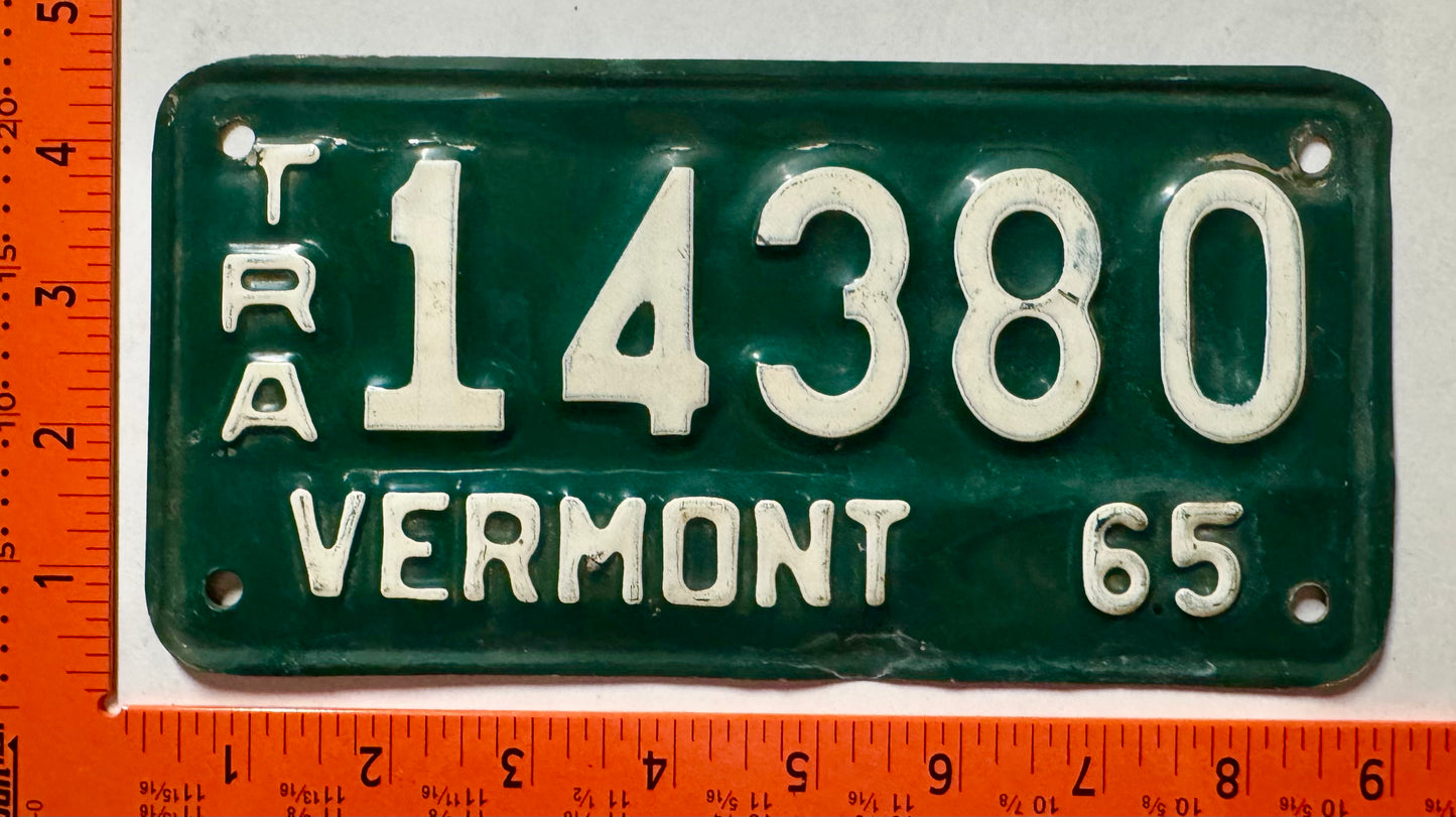 1965 Vermont #14380 Trailer License Plate