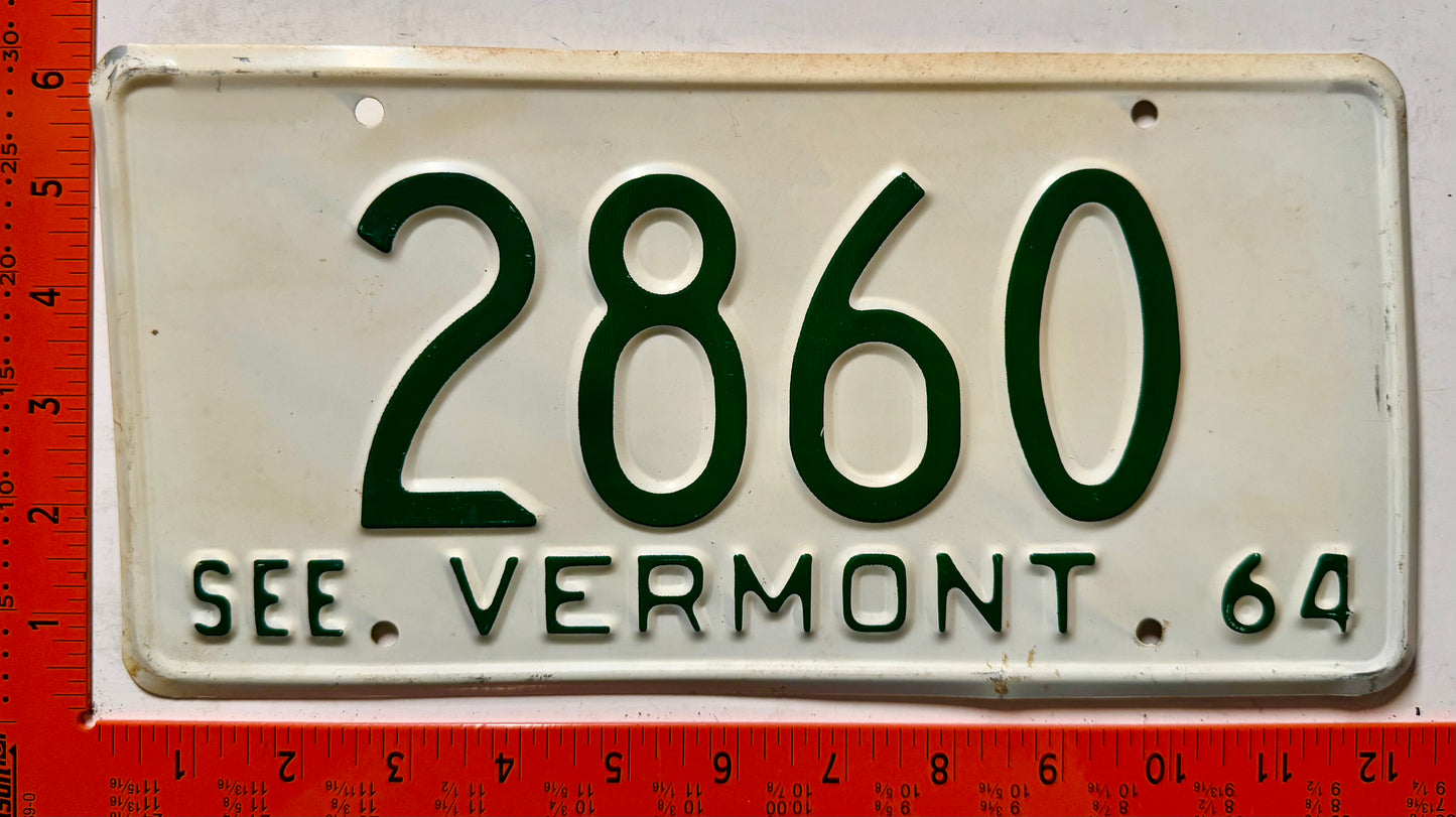 1964 Vermont #2860 Passenger License Plate