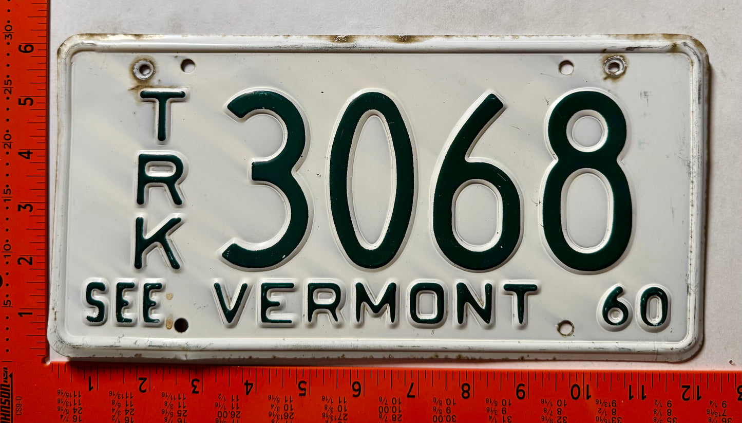 1960 Vermont #3068 Truck License Plate