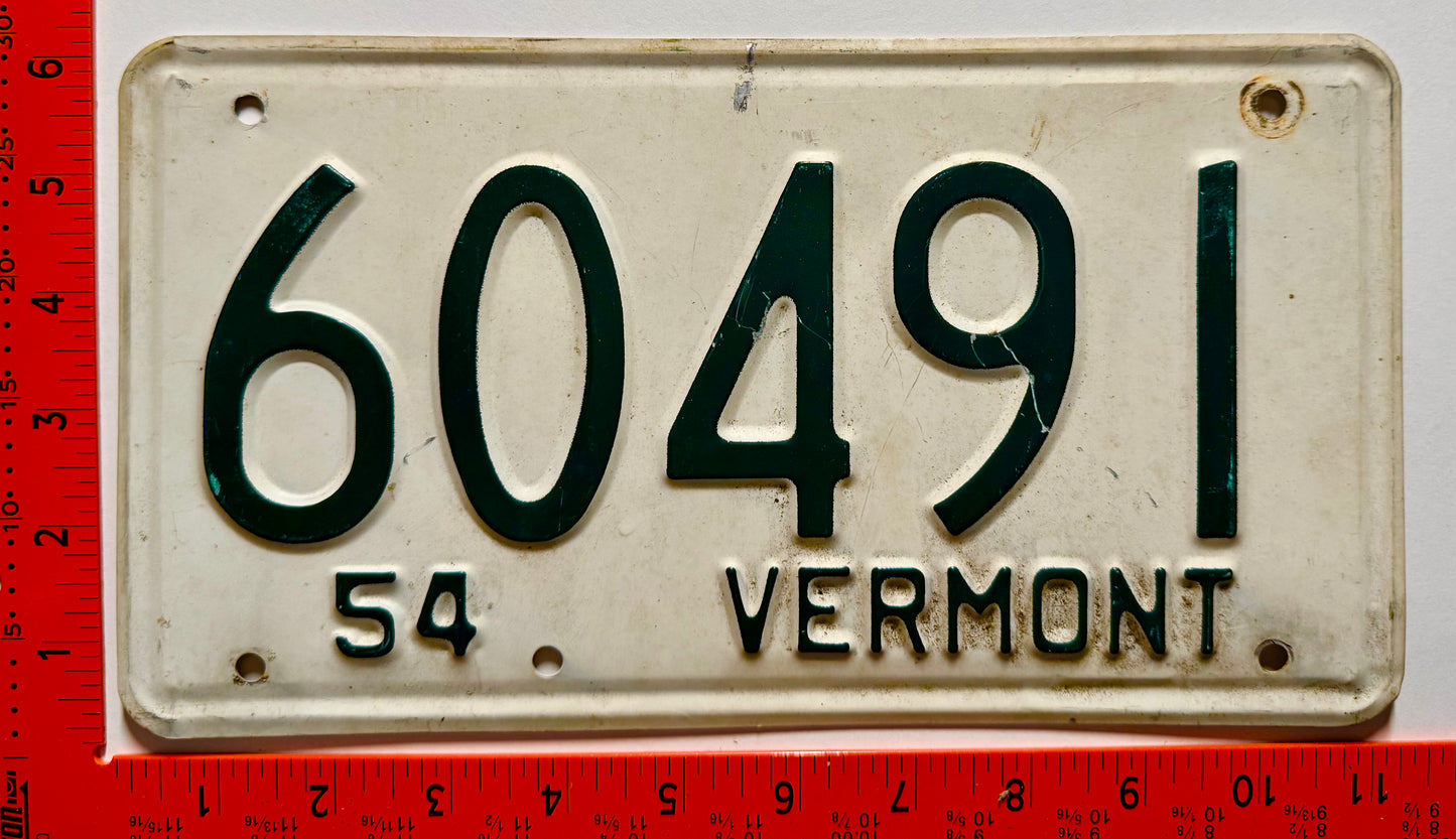 1954 Vermont #60491 Passenger License Plate