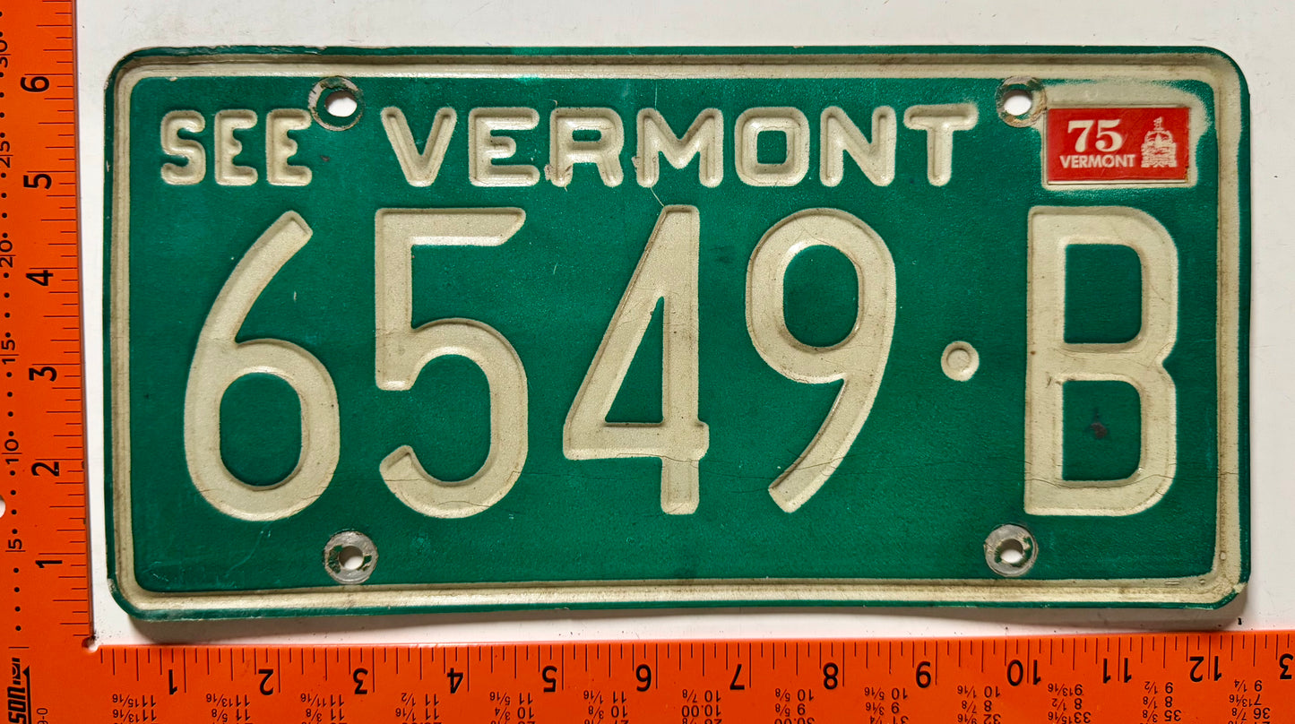 1975 Vermont #6549-B Passenger License Plate