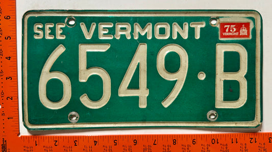 1975 Vermont #6549-B Passenger License Plate