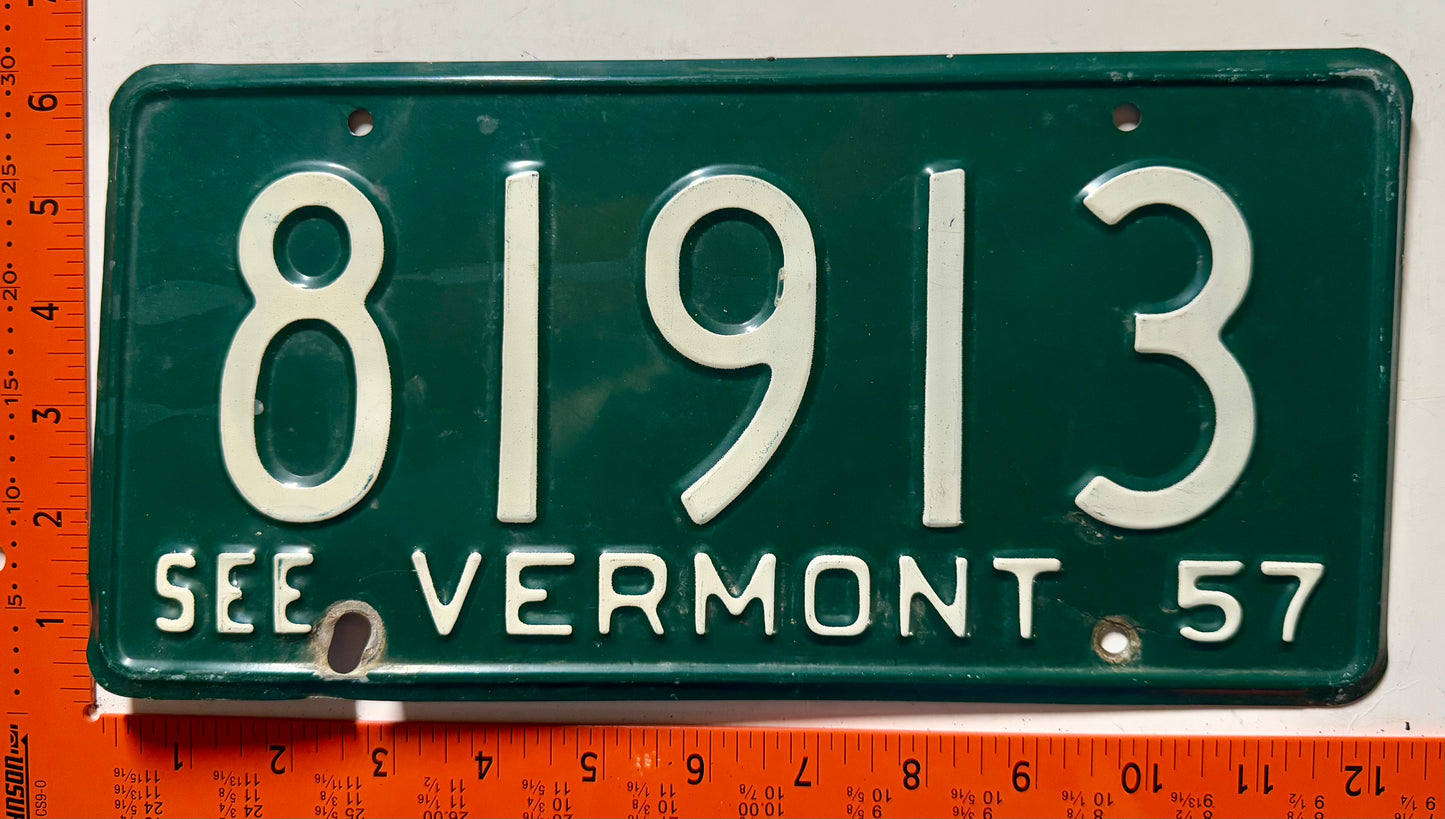 1957 Vermont #81913 Passenger License Plate