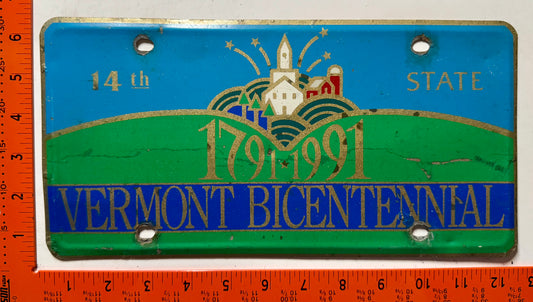 1991 Vermont Bicentennial Booster License Plate