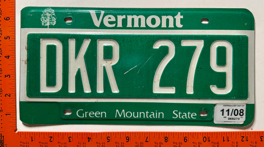 2008 Vermont #DKR 279 Passenger License Plate