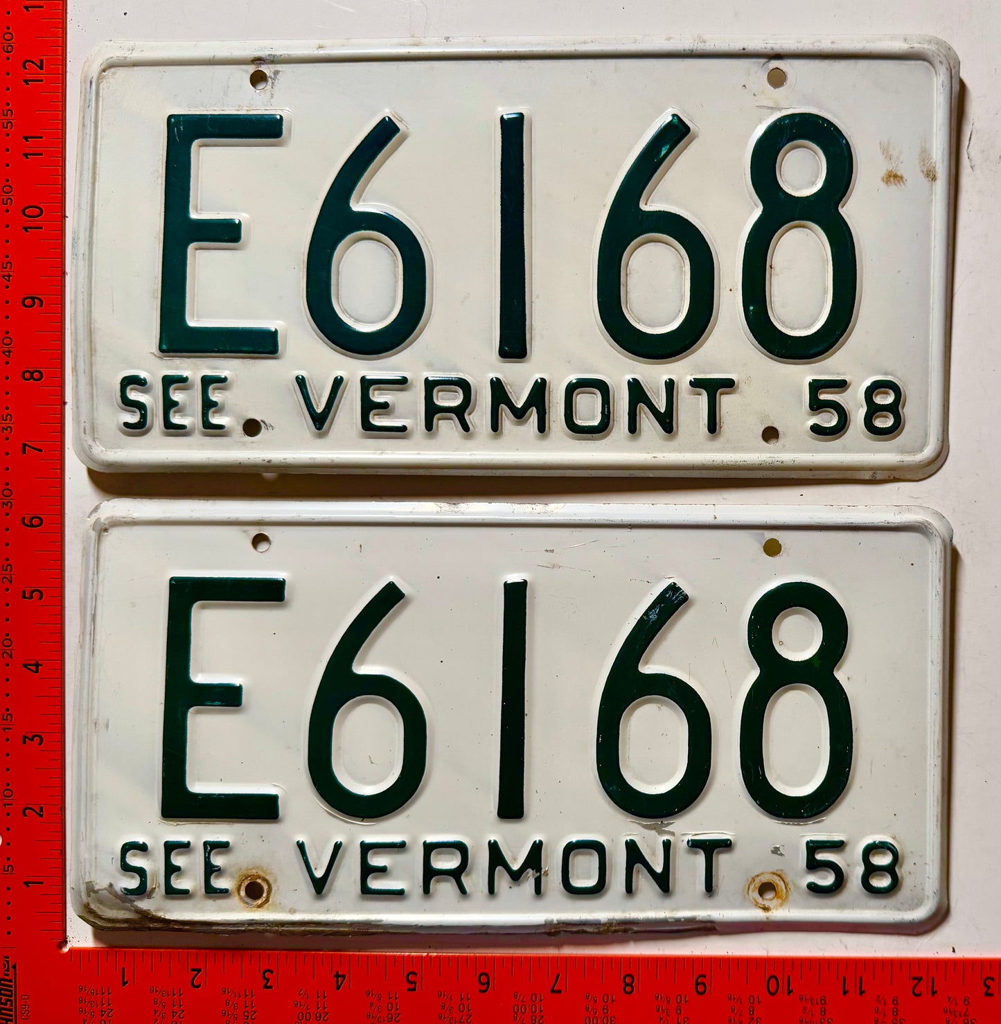 1958 Vermont #E6168 Passenger License Plate (Pair)