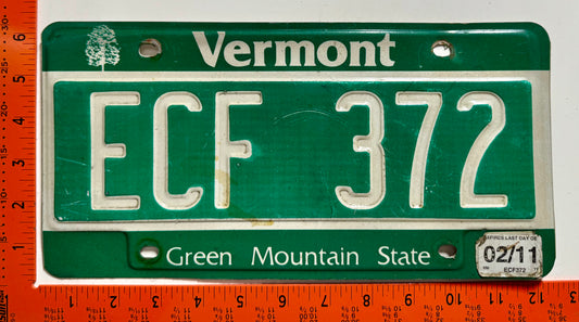 2011 Vermont #ECF 372 Passenger License Plate