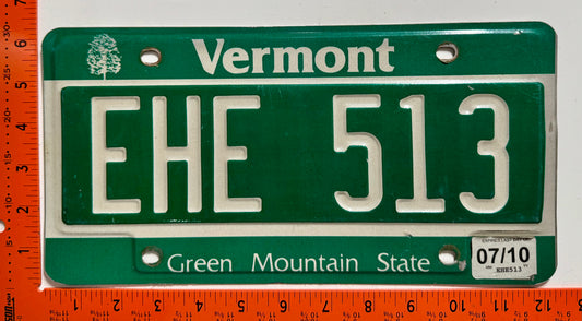 2010 Vermont #EHE 513 Passenger License Plate