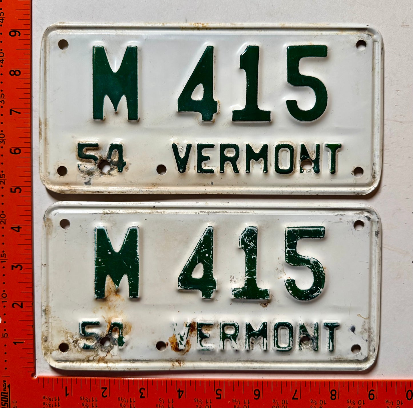 1954 Vermont #M 415 Motorcycle License Plate (Pair)