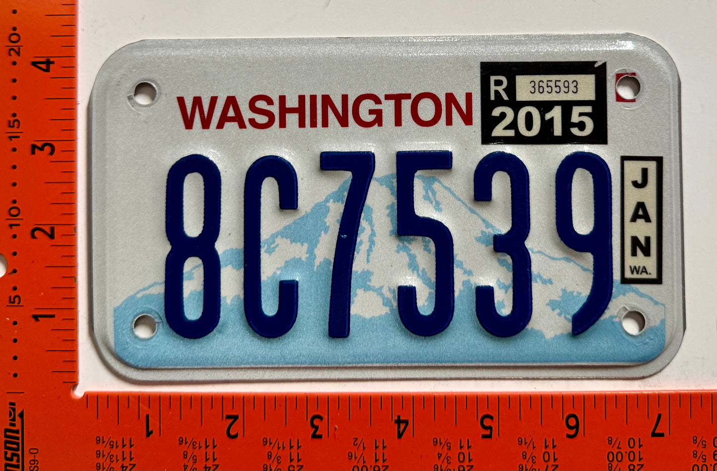 2015 Washington #8C7539 Motorcycle License Plate