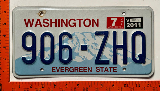 2011 Washington #906-ZHQ Passenger License Plate