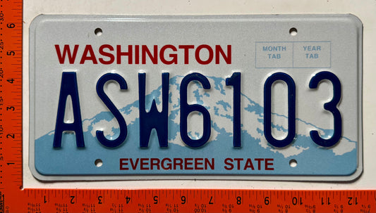 undated Washington #ASW6103 Passenger License Plate
